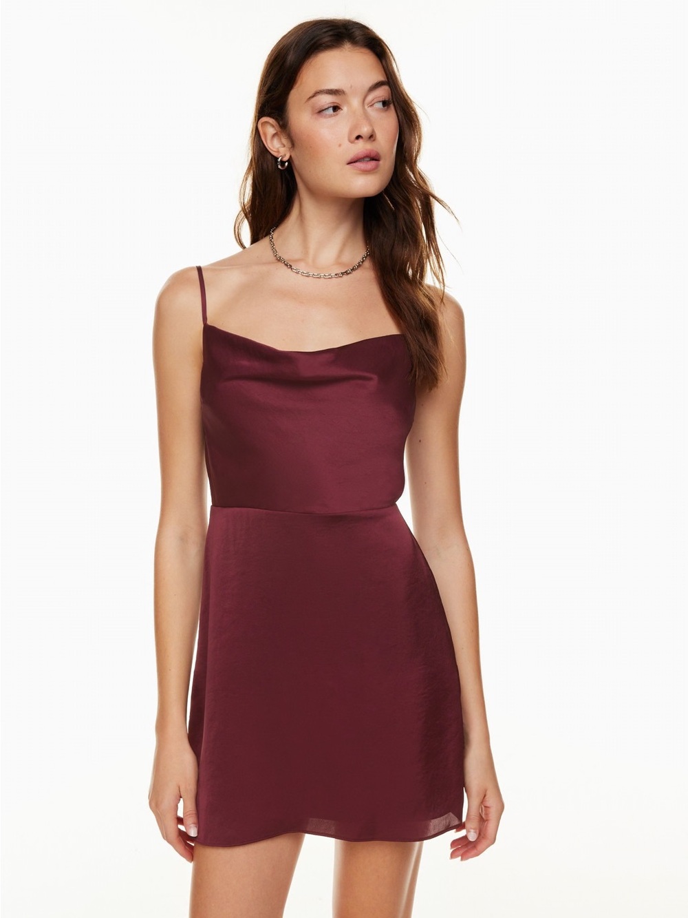 Aritzia Sunday Best Spencer Satin Mini Dress Maroon Red